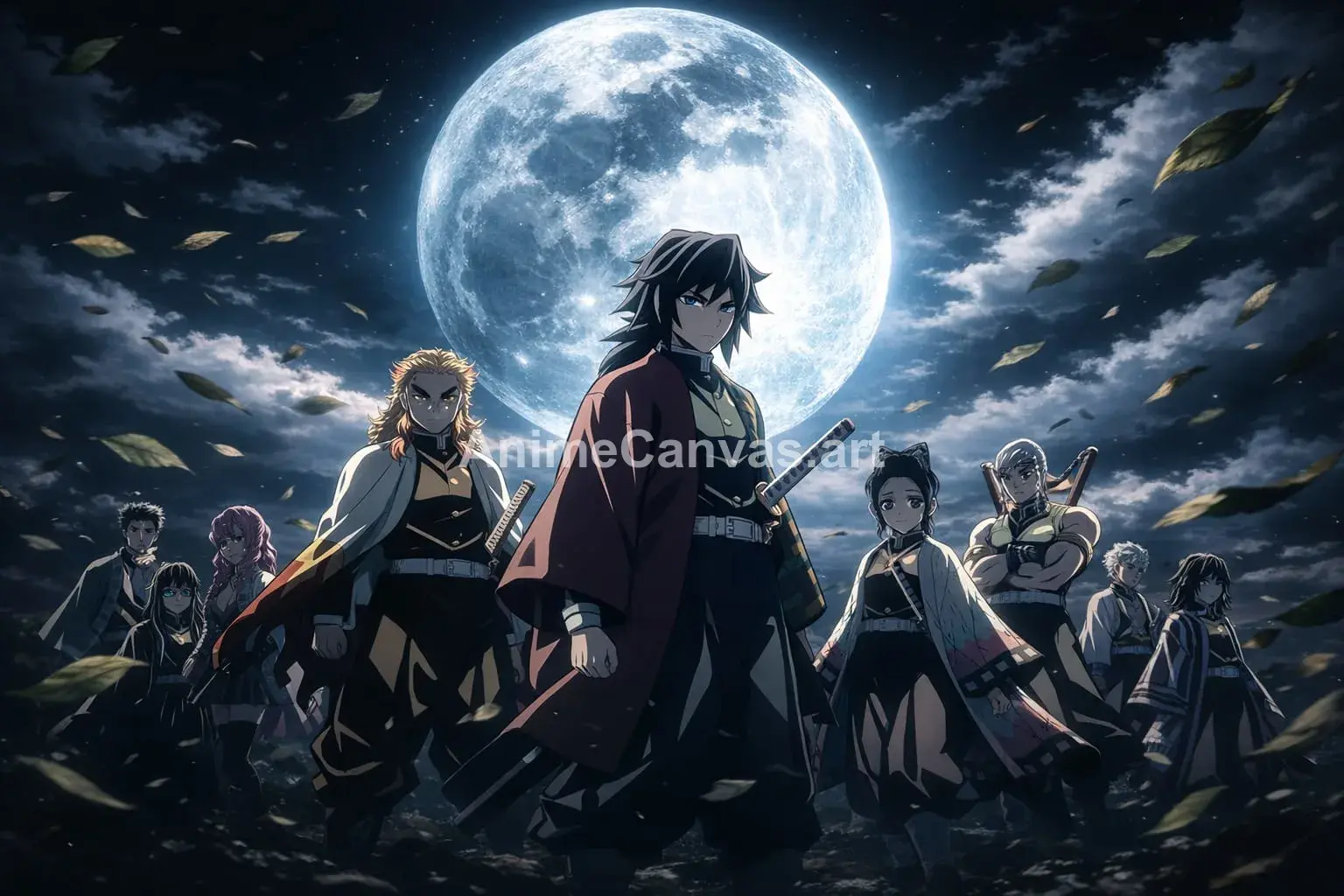 Moonlit Resolve of the Hashira anime wallpaper, desktop HD, fan-made